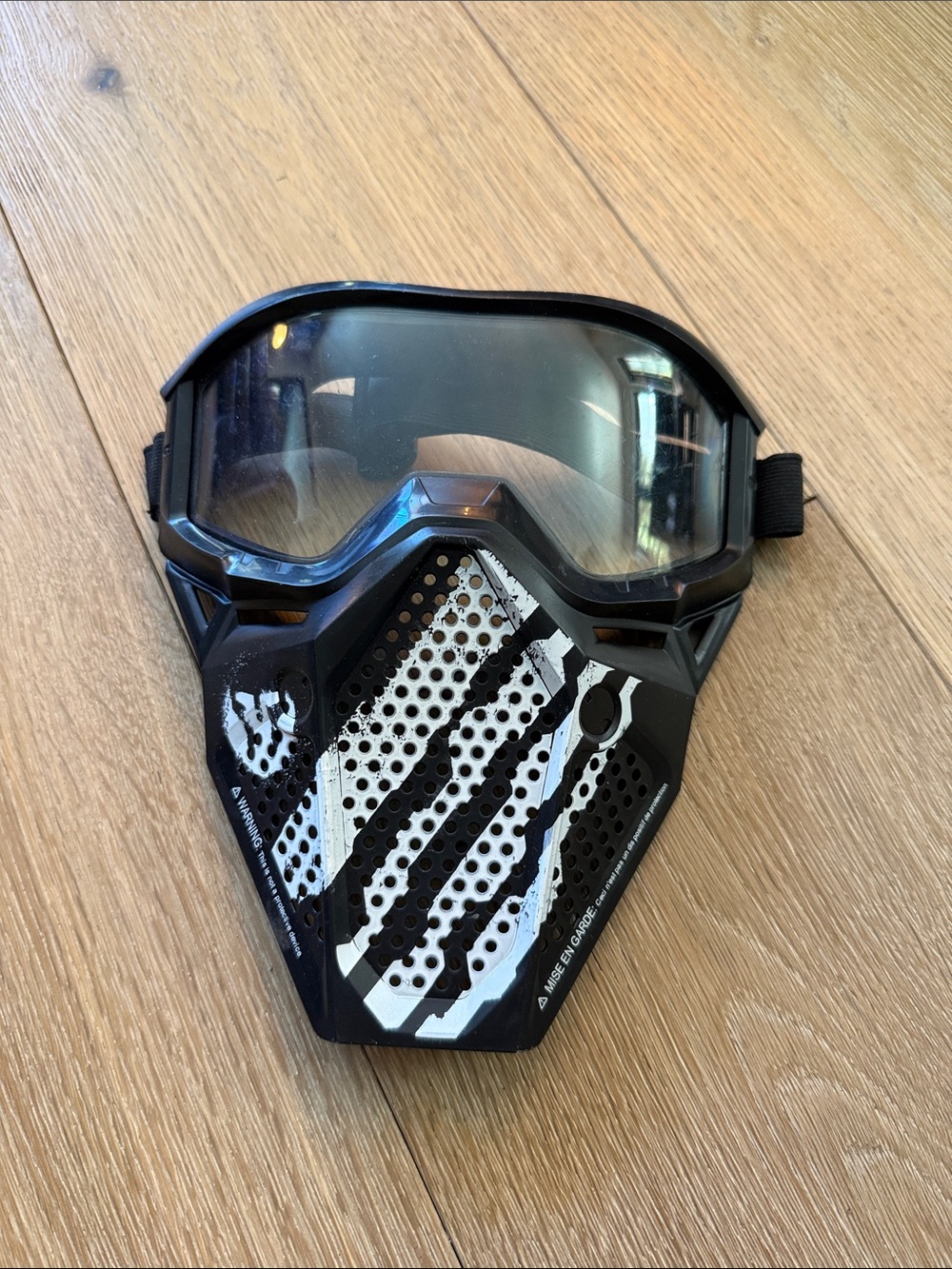 Black Tactical Full-Face Protective Mask with Clear Lens